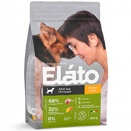 Elato Holistic корм для взрослых собак мелких пород с курицей и уткой
