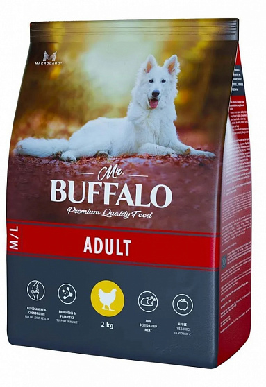 Сухой корм Mr.Buffalo ADULT M/L для собак средних и крупных пород (курица)