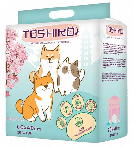 Toshiko пеленки впитывающие одноразовые с ароматом сакуры 30 шт  60х40 см