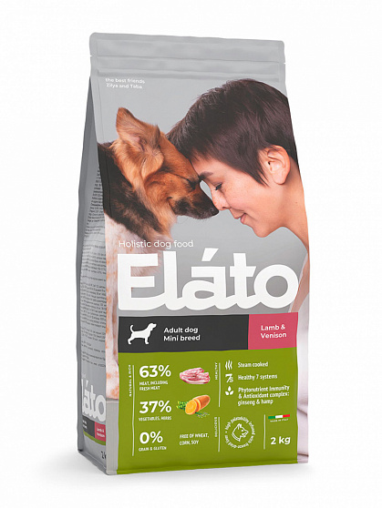 Elato Holistic корм д/взр собак средних и крупных пород с ягненком и олениной