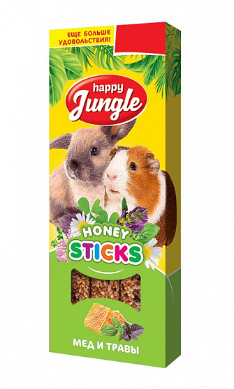 Лакомство Happy Jungle  палочки для крупных грызунов мед+травы 3 шт.