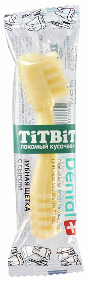 ТИТБИТ ДЕНТАЛ+ Зубная щетка с сыром для маленьких пород лакомство для собак 0,013 кг
