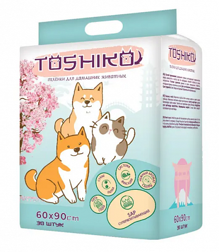 Toshiko пеленки впитывающие одноразовые с ароматом сакуры 30 шт  60х90 см