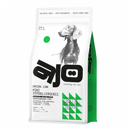 AJO Dog Mini Hypoallergenic СПК с гречкой для соб. мини. пород, склонных к аллергии 