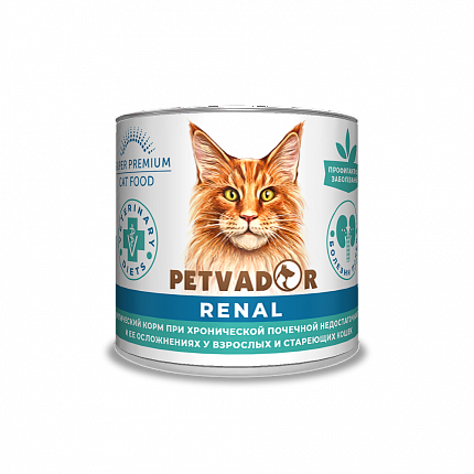 PETVADOR  VETERINARY DIETS Renal (Профилактика болезней почек у кошек), 0,24 кг