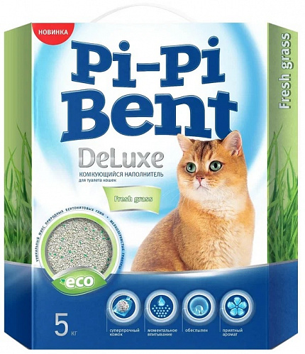 Pi-Pi-Bent  наполнитель комкующийся DeLuxe Fresh grass
