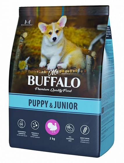 Сухой корм Mr.Buffalo Puppy & Junior для щенков и юниоров (индейка)
