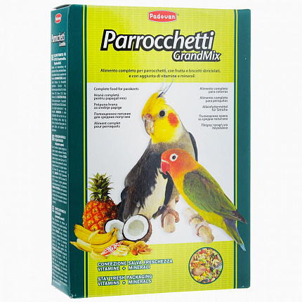 Padovan Корм GRANDMIX Parrocchetti комплексный/основной д/средних попугаев 850г